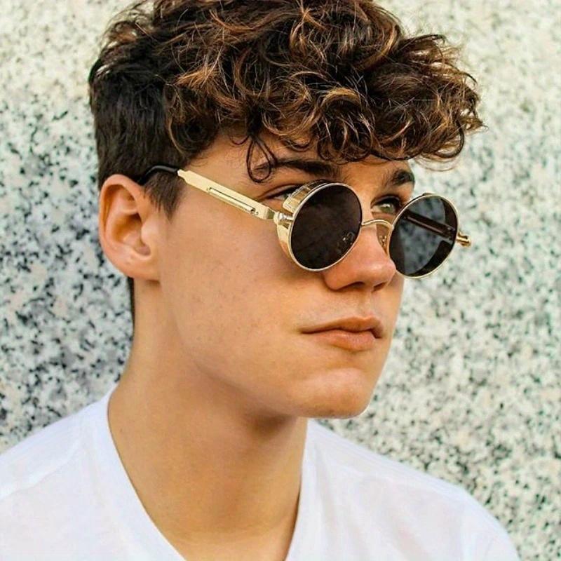 Classic Gothic Steampunk Sunglasses Luxury Men Women Retro Round Metal Frame Punk Party Driving Shades Sunglasses Non Polarized Glasses