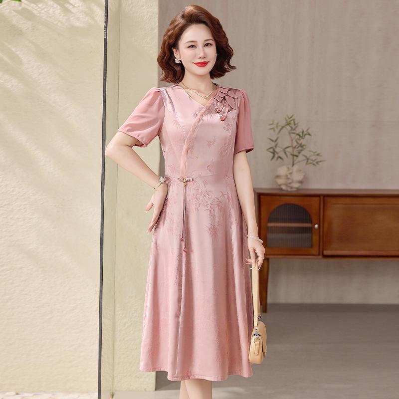 Elegant Slimming Summer Dress for Middle-Aged Women - 2026 Collection 5XL