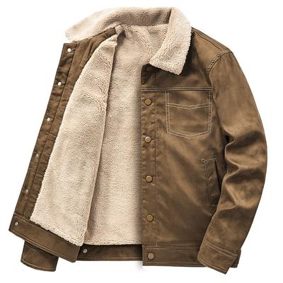 Velvet Thickened Suede Cotton Coat Men's Leather Jacket Men's Winter New Ins Trend Workwear Tops Casual Men's Clothing