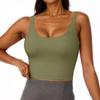 Women's U-neck Solid Color Sleeveless Short Top With Chest Cushion Vest