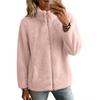 Women's Color Lined Zip Up Cardigan Jacket for Fall Winter Casual Wear