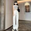 Women's White High-Waisted Wide-Leg Jeans - Slimming, Floor-Length, Versatile, Autumn Wear