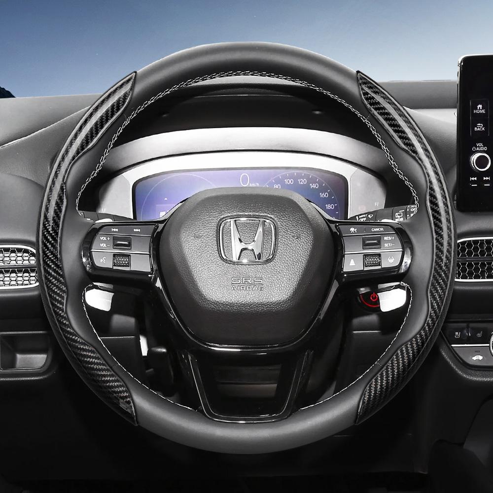 Suitable for Honda Carbon Fiber Texture Steering Wheel Cover with Segmented Quick-Release Design, Durable, for Cr-V Civic Hr-V Zr-V Vezel City Amaze