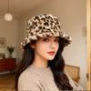 Hat Woman Winter Show Face Little Leopard Print Fisherman Hat Woman Versatile Warm Pot Hat Ins Plush Bucket Hat