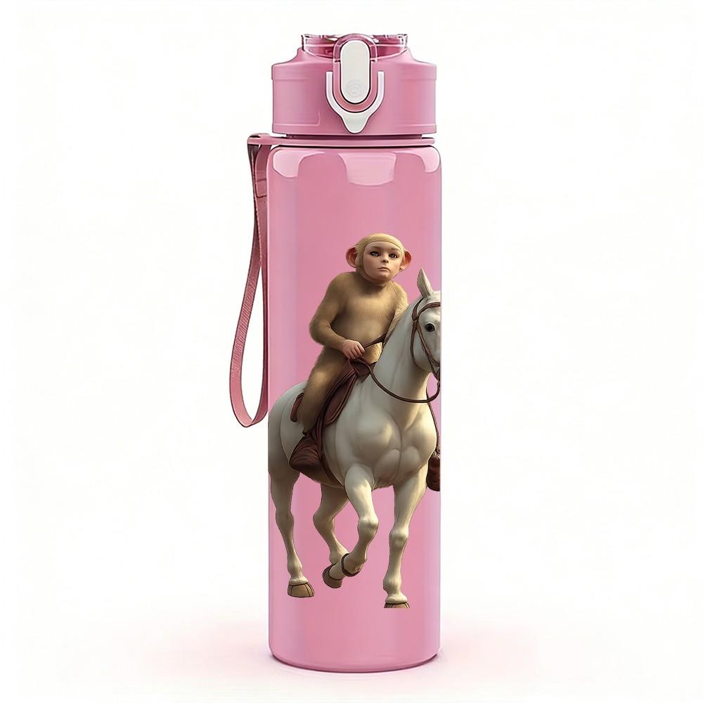 1PC Cowboy Riding Horse Art 750ml Color Plastic Sports Water Bottle Leakproof Flip Straw Lid Suitable for Sports Office Home Use
