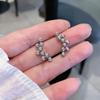 Beixi S999 Sterling Silver Asymmetrical Diamond Stud Earrings - Slimming Design with Round Beads