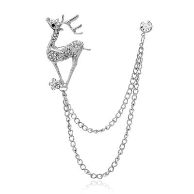 Fashion Versatile Creative Diamond-Encrusted Christmas Elk Brooch Collar Pin Badge Clothing Accessories