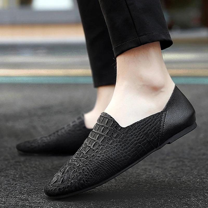 Mode Herren Loafer Schuhe Echtes Leder Luxus Mode Freizeitschuhe Slip-on Leichte Bequeme Maßgefertigte Krokodil Schuhe