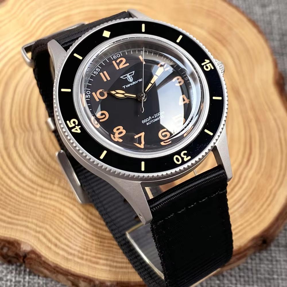 Tandorio 40mm 50-Fathoms New Retro Automatic Men Watches For Miyota 8215 20ATM Sapphire Glass Titanium Diver Watches Luminous