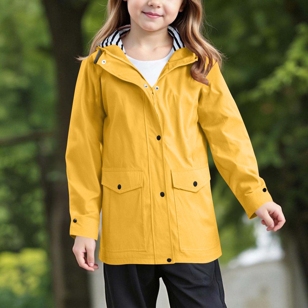 Girls' Outdoor Hiking Waterproof Hooded Jacket