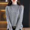 2025 Autumn/Winter Women's Pure Wool High Neck Cashmere Pullover - Solid Color, Loose Fit, Short Knit Sweater