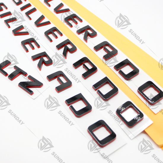 4X Double Layer Black Red Door Emblem for Silverado 1500 2500HD 3500HD LTZ 07-18
