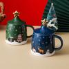Weihnachtsgeschenk Tasse Keramik Cartoon Tasse Paar Tasse Wasserbecher Kaffeetasse mit Deckel Löffel
