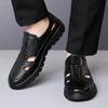 FashionDesigner New British-style Hollow Men's Loafers Fashion Thick-soled Shallow-mouth Slip-on Outdoor Hiking Leather Shoes for Men