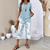 Geometric Pattern T Shirt Set With Stretch Polyester For Casual Summer Womens Fashion