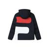 FILA Logo Print Loose Fit Hooded Warm Down Jacket Men outerwear Black F11M348915F-NV