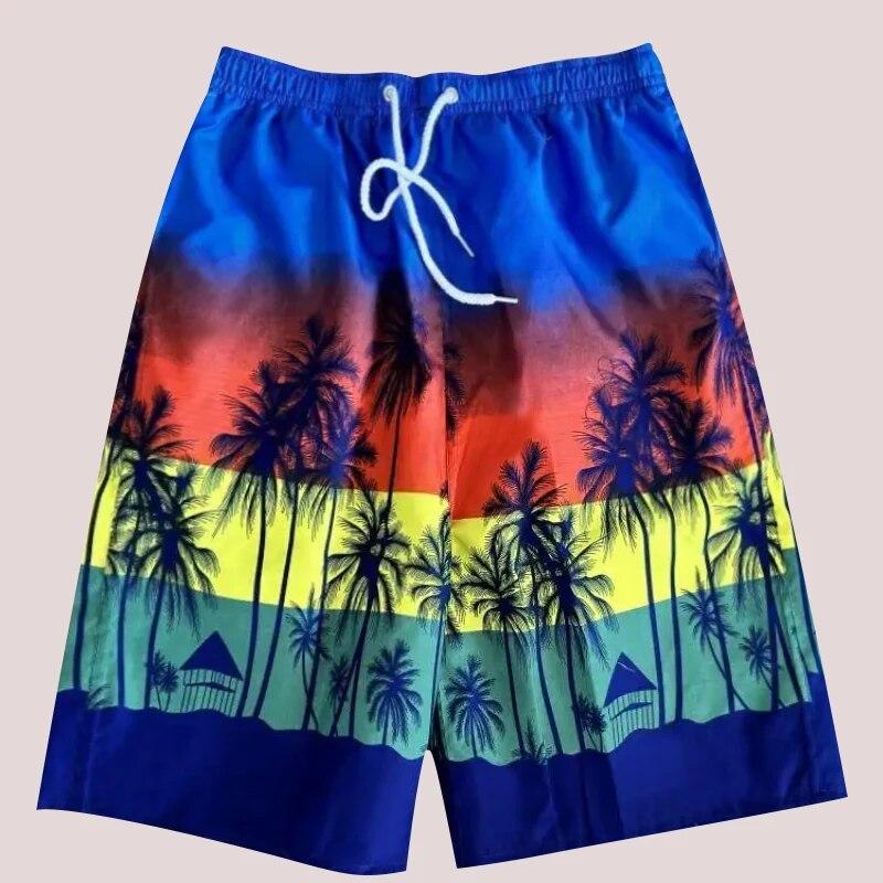Summer Men's Hawaiian Print Quick-Drying Beach Trousers Surfing Rafting Holiday Leisure Fashion Five-Minute Shorts