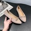 Soft-soled bow flat shoes versatile ladyshoes square head single shoes women's niche design sense simple women's shoes 2025 new