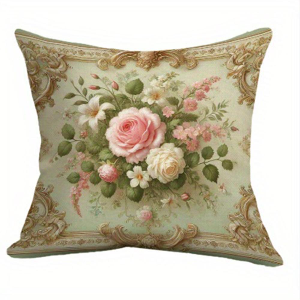 

Retro flower decoration pillowcase pillowcase super soft polyester material living room sofa back car pillowcase decoration 16x16Inch