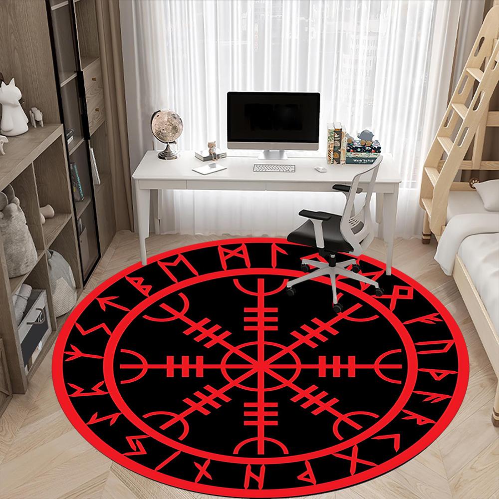 1pc Viking Compass Office Round Area Rug, Under Office Chairs Bedroom Living Room Home Decor, Room Deco, Available In Various Sizes