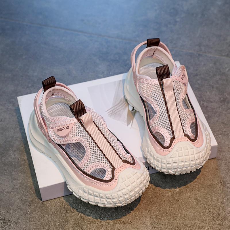 

Children Sports Sandals Hollowed-out Kids Sneakers Non-slip Soft Sole 2025 Summer New Boys Girls Fashion Sandals Mesh Breathable 26 розовый
