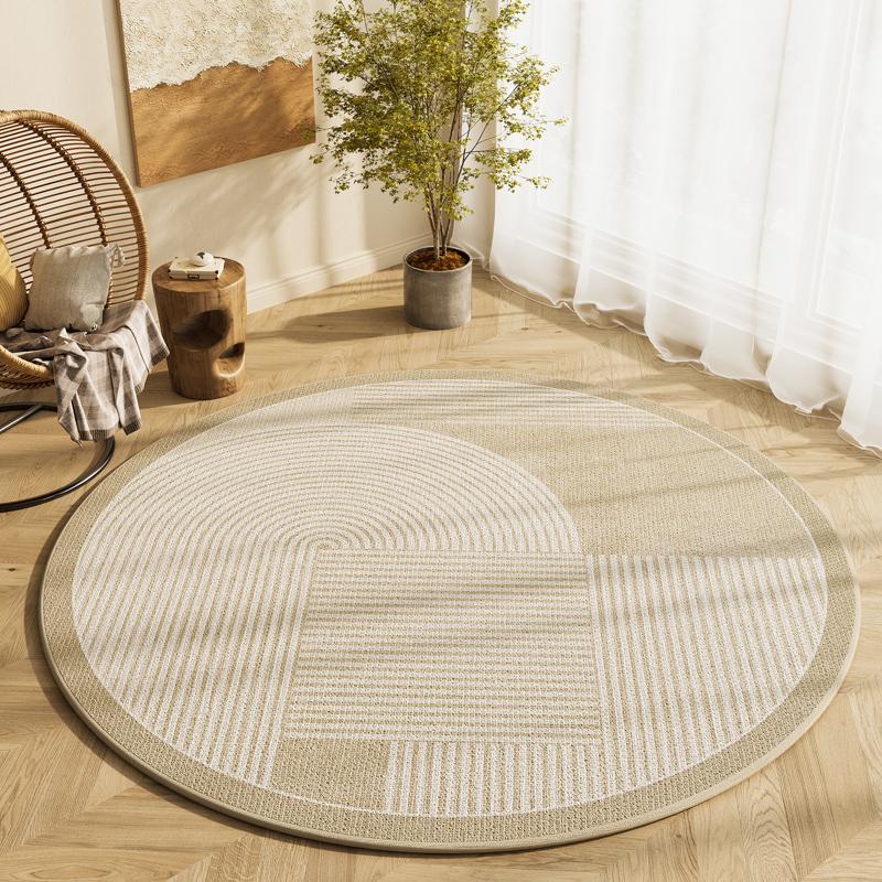 Modern Style Bedroom Decor Round Carpet Minimalist Line Carpets for Living Room Washable Lounge Soft Carpet Anti-slip Study Rug