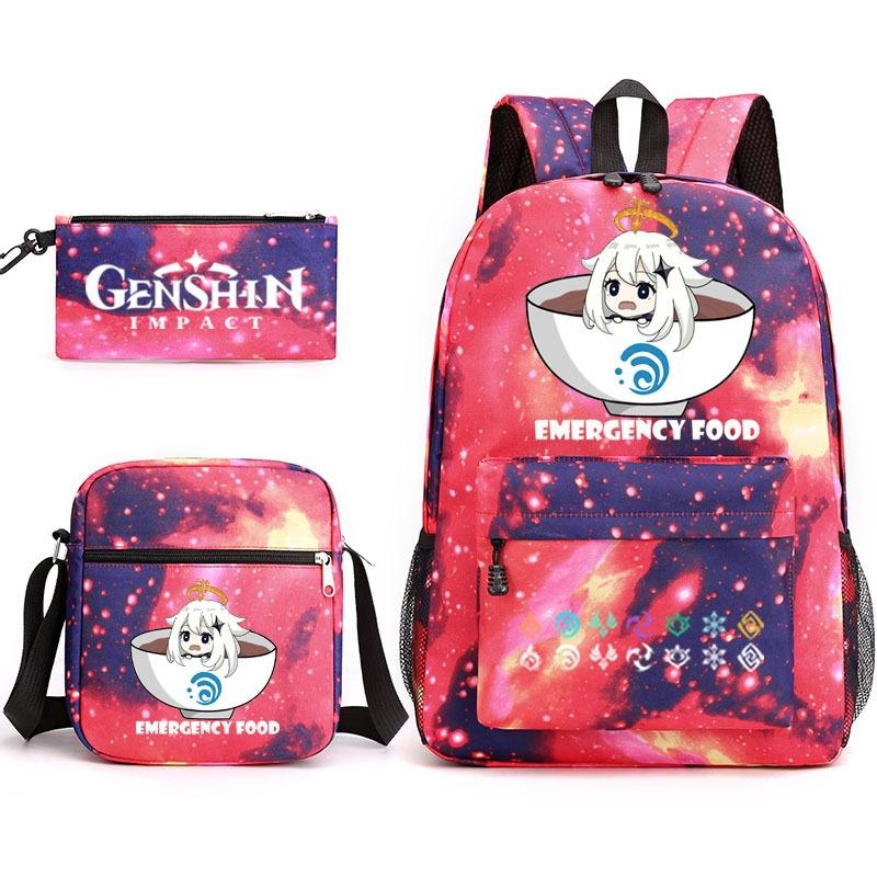 Genshinimpact Yuanshen School Bag Three-Piece Pencil Case Shoulder Bag Backpack