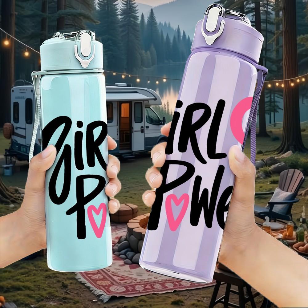 1PC Girl Power Feminist 750ml Color Plastic Sports Water Bottle Leakproof Flip Straw Lid Suitable for Sports Office Home Use