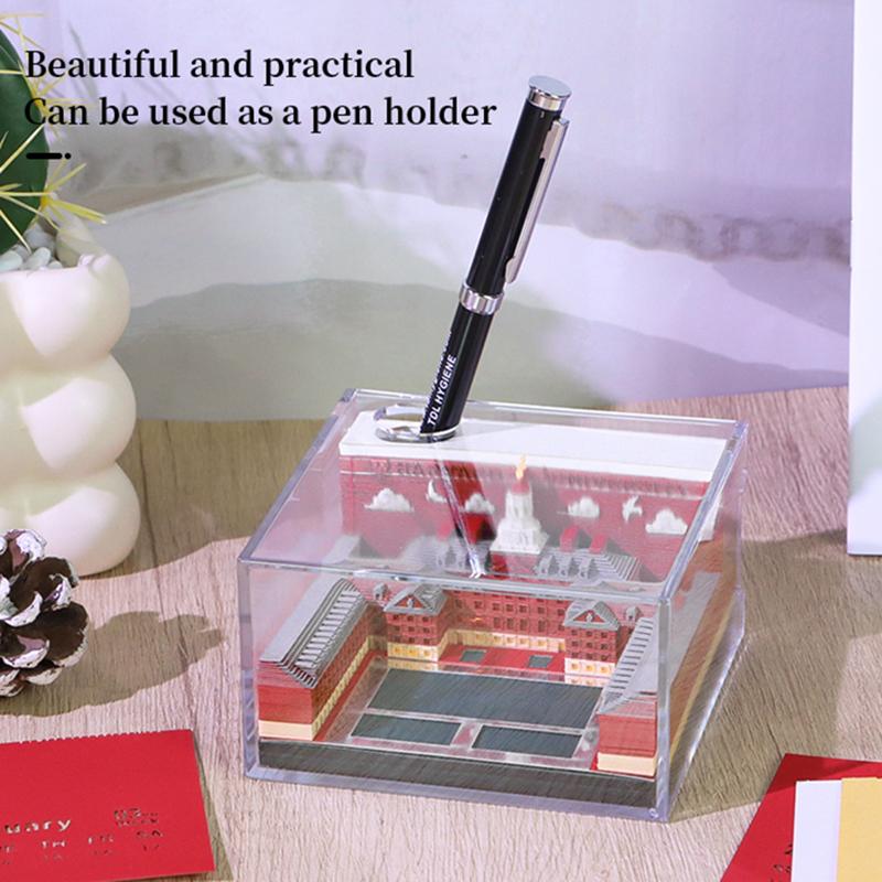 Time Piece Calendar 2026 Desk Calendar With Led Light 3D Tear-Away Calendar Paper Carving Art Memo Pad Notepad Gift Christmas