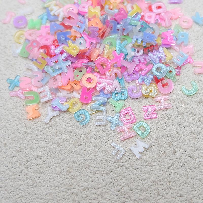 WTEMPO Mixed Colorful Nail Art Charms Cute Letter Shaped Designs Flatback Mini Nail Decorations Kit DIY Phone Cases Hair Clips Crafts Making Supplies
