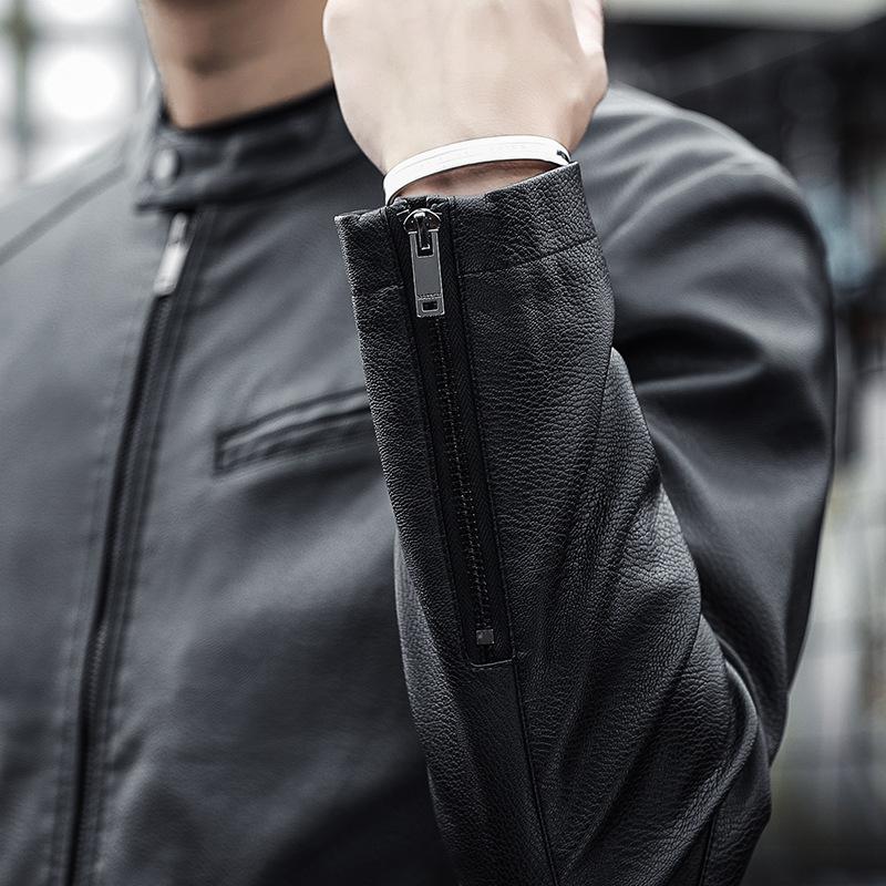 Neue Top-Lederjacke PU-Ledermantel Weiches Leder Herren Herbst und Winter Leichtes Business Casual Stehkragen Einfache und vielseitige Herrenjacke