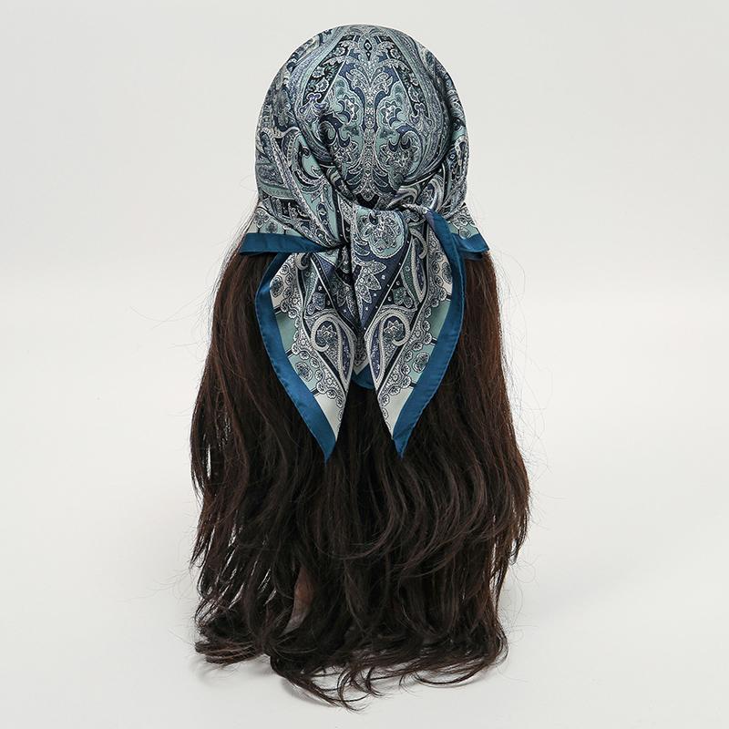 Bohemian Style Floral Print Women’s Square Silk Scarf Satin Head Wrap Tropical Leaf Flower Design Scarves Bandana Hijab