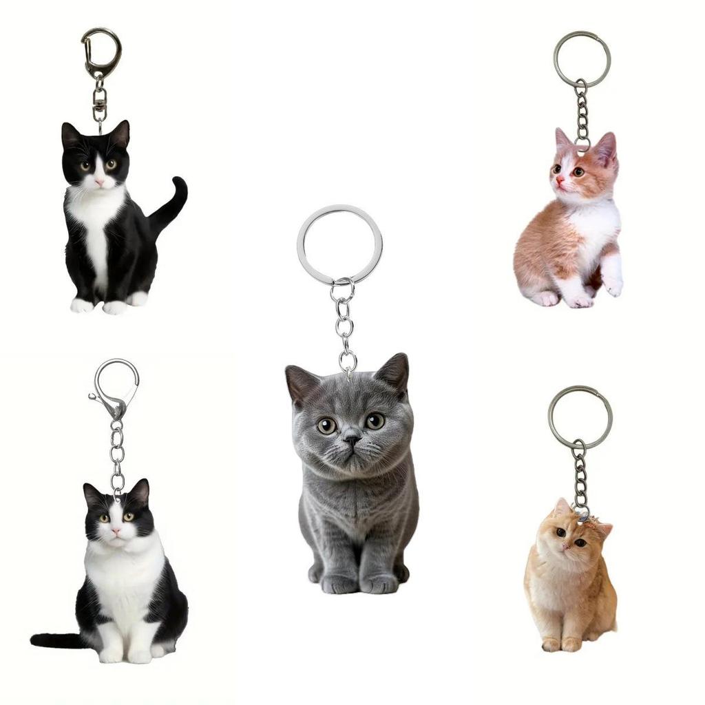 Doppelseitiger Acryl-Schlüsselanhänger mit Tuxedo-Katze für Rucksack