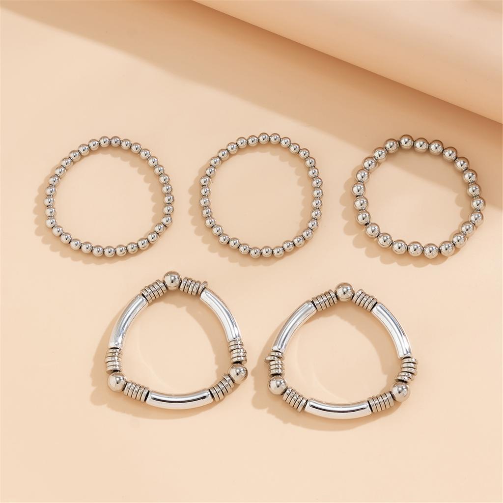 Pack of 5 Adjustable Metal Bracelet Set Stackable Wrist Jewelry Versatile Handchain For Casual and Formal Event