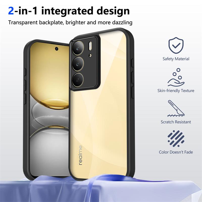 Realme C75 4G RMX3941 Case Plating Silicone Bumper Shockproof Clear Back Cover Matte Hard Phone Case for Realme C75 4G RMX3941