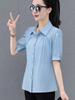 Cotton Linen Slimming Short Sleeve Women's Shirt - Summer 2026 Mother's Stylish Top