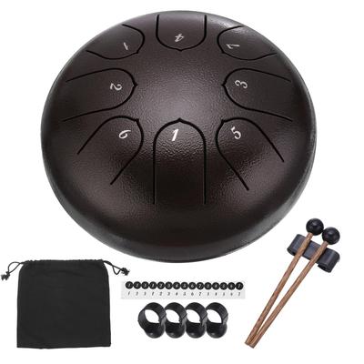 Uxcell Steel Tongue Drum, 6" 8-Note Steel Hand Drum with Bag, Mallets, and Music Sheet, Worry-Free Drum for Yoga, Meditation, and Camping (Bronze)