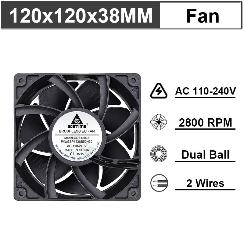 1Pcs 60mm 80mm 90m 120mm AC 110V 220V 240V 3 inch Dual Ball Plastic Universal Cooling Cooler PC CPU Fans Airflow For Computers
