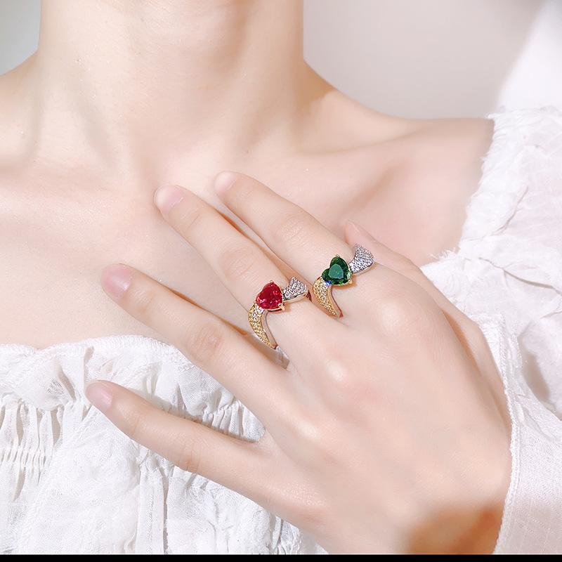 Jewelry Rings Jewelry Exquisite Color Love Zircon Rings Premium Opening Personality Women