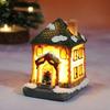 Christmas Decoration Resin Miniature House LED Light Mini Building Living Room Festive Display Small Ornaments Xmas Gift