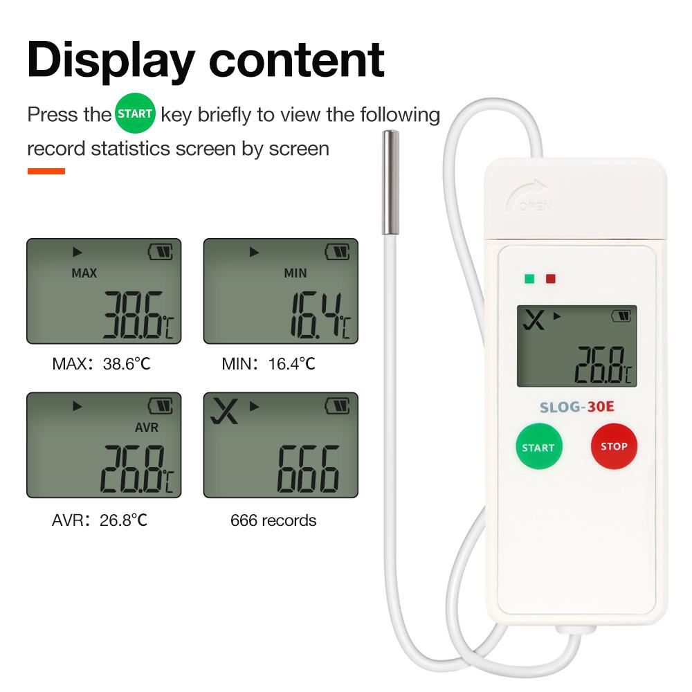 LCD Display USB Temp Data Logger 65000 Sets Datalogger PDF Report -30~70℃ Temperature Recorder for Food Medicine Cold Chain