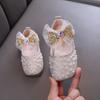 2024 Sweet Children's Leather Shoes Pearl Rhinestone Party Shoes for Baby Girl Non-slip Causal Kids Fashion Princess Flat Shoes