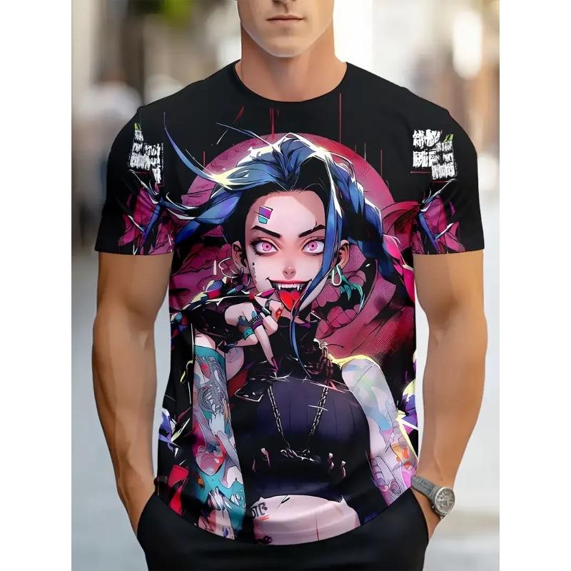 Letní Pánská Trička s Krátkým Rukávem s 3D Potiskem Anime Postav s Kulatým Výstřihem