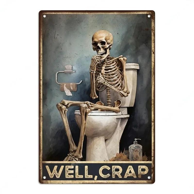 Vintage Metal Tin Poster Retro Bathroom Wall Art Sign Restroom Decor Plaque Metal Plate Poster for Toilet Home Decor