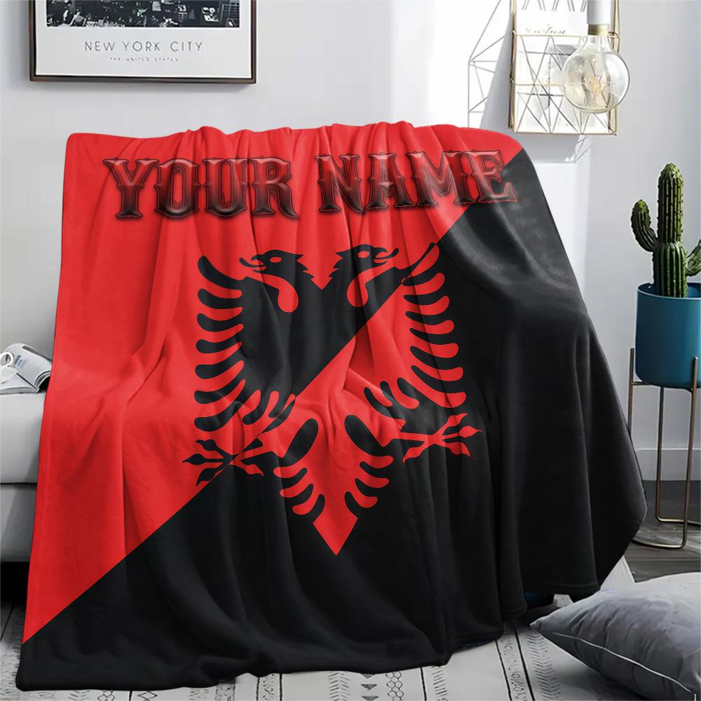 1 Stück Personalisierte Decke mit Muster der Republik Albanien aus Flanell, geeignet für alle Jahreszeiten, für Heimdekoration, Wärme und Komfort, Geschenke, Weihnachtsgeschenk -HE188