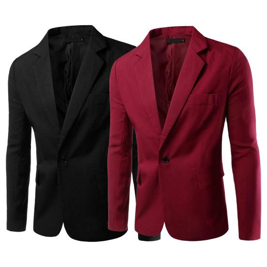 Erkek Blazer Tek Düğmeli Devrik Yaka Formal Büyük Beden İş İçin Takım Ceket