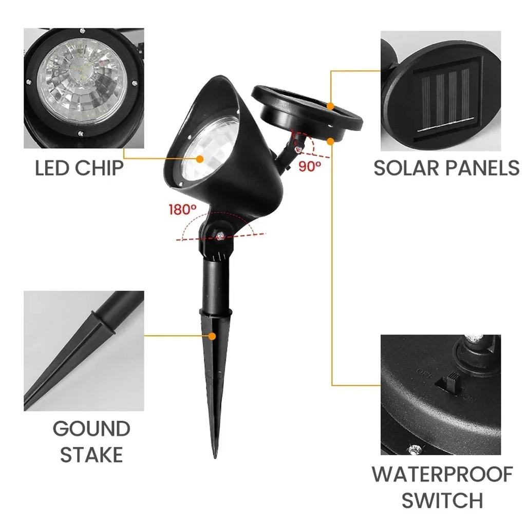 Outdoor Led Solar Spotlight Garden Lights Landscape Decoration IP65 Waterproof for Lawn Courtyard Pathway Tree Separately Lamp