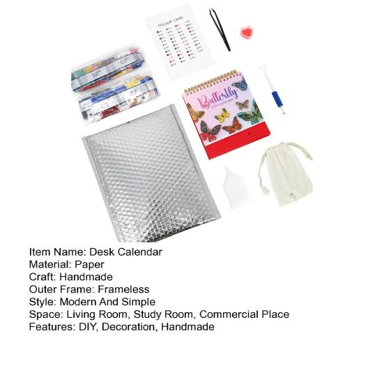 2026 Rhinestone Painting Desk Calendar DIY Handmade Butterfly Constellation Rhinestone Art Drawing Standing Flip Calendar Decoration