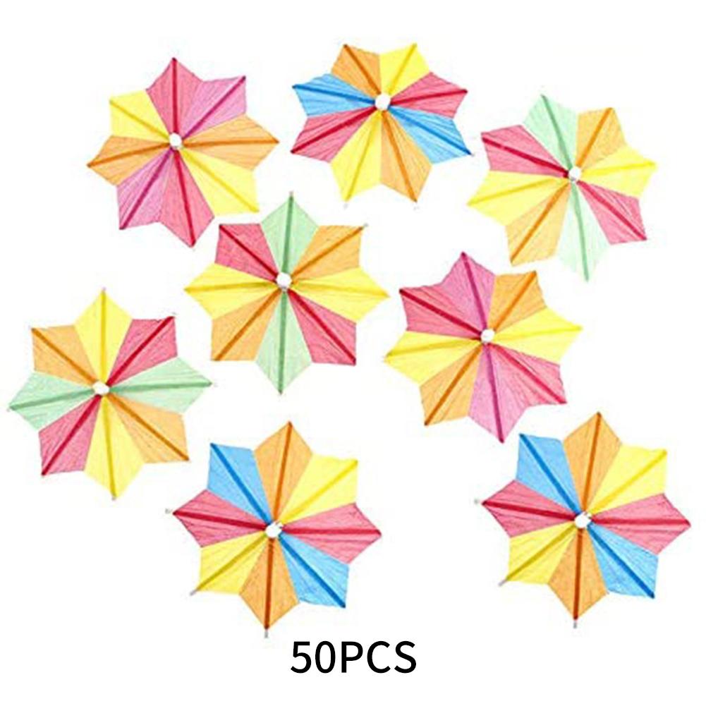 

50 шт. коктейльные украшения одноразовые фруктовые знаки мини восьмиугольный зонтик бамбуковые палочки закусочный торт фруктовый знак свадебный декор вечеринки