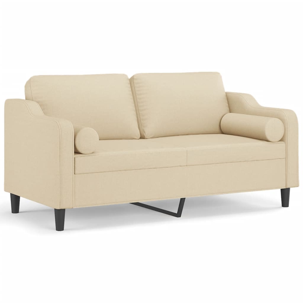 Vidaxl 2-Seater Sofa With Cushions, Cream, 140 Cm, Fabric